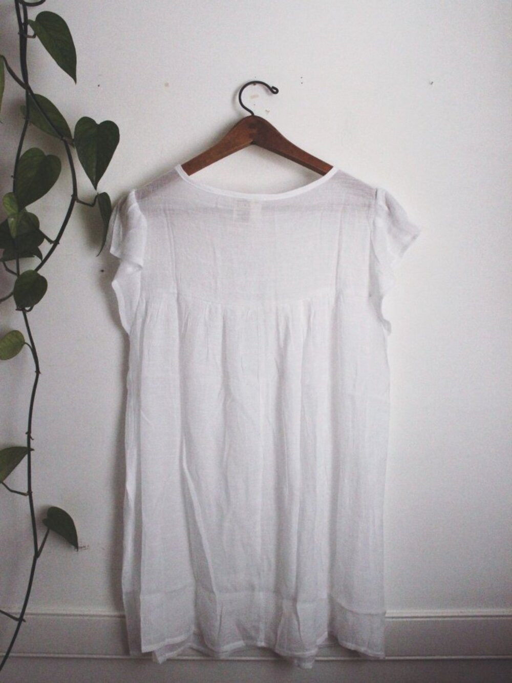 White Crochet Boho Top Flowy Tunic Dress Fairy Cottagecore Cotton Small S - Picture 2 of 7